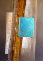 ocre et bleu,huile sur toile 81 cm x115cm